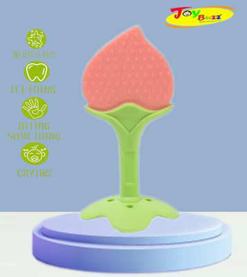 Joy Buzz Baby Fruit Shape Silicone Teethers FDA-Approved Soft Silicone BPA Free Teether(Peach)