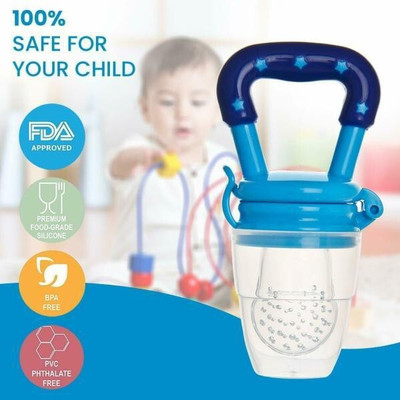 K3NTERPRISES Baby BPA Free Silicon Teether for Food Feeding Teether and Feeder(Blue1)