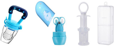 TINNY TOTS Baby Essential Nail Kit With Baby Fruit Teether & Baby Medicine Dropper Teether Teether and Feeder(DOG-BLUE-WHITE)
