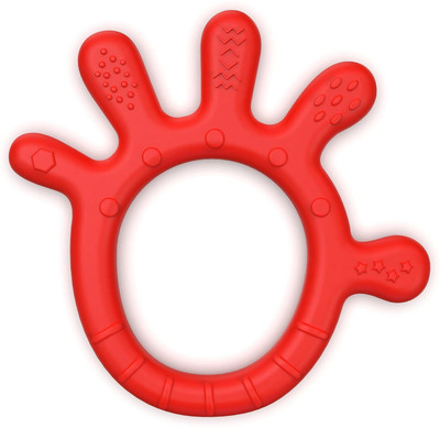 Cherilo Palm Shape Finger Teether, Baby Teething Toy, Chewable, Easy Grip (Pack of 1) Teether(Red)