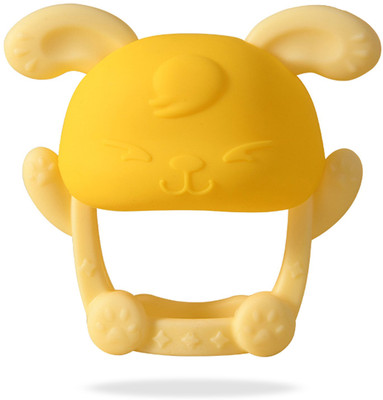 Bembika Baby Teether Toys Bunny Shape, Baby Teether Silicone, Teether for Teething Teether(Yellow)