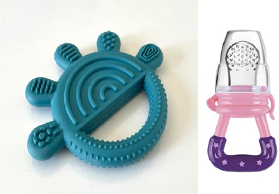 Enorme Silicone Green Star Shape Teether & Silicone Food Nibbler for Babies Teether and Feeder(Multicolor)