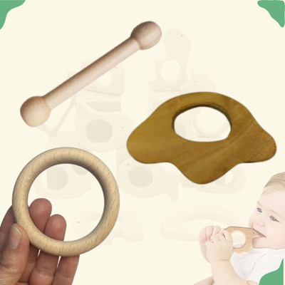 Naari Mart Neem Wooden Teether Combo For Kids First Toy Teether(Brown)