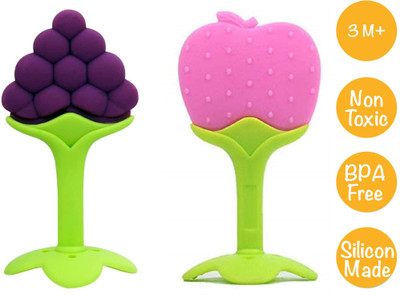YOS TRENDZ Baby Feeding Teether and Feeder Teether 6596 Teether(Grapes & Apple)