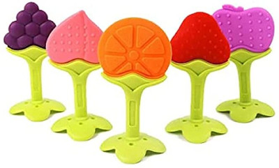 Chicbunny FRUIT SHAPE SILICON TEETHER Teether and Feeder(Multicolor)