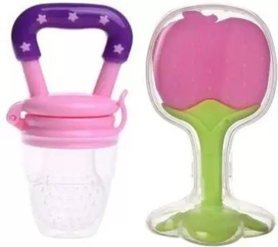 THEELEVEN Baby fruit shape Soother/Teether with Fruit Pacifier/Nibbler for new born infant Teether and Feeder(Pink)