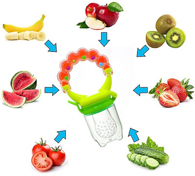 Chicbunny BPA-Free Nipple Sucker Food Nibbler for Fruits with Rattle Handle Pack of 1 Feeder(Multicolor)