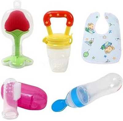 Vadhavan 5pcs Combo Set For Your New Born Babies09 Teether and Feeder(Multicolor)