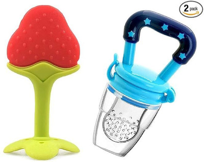K3NTERPRISES Baby Teething Toys & Natural Fruit Shape Teether for Baby with Fruit Nibbler Teether(Multicolor)