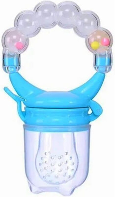 SuperDaze BPA-Free Silicone Nipple Food Nibbler/Fruit Feeder with Rattle Handle Feeder(Multicolor)