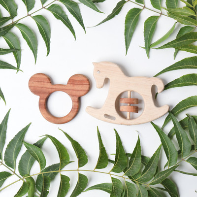 opatoys Neem Teether & Rattle Combo- Unicorn Rattle & Micky Mouse Teether For Babies Teether(Natural)