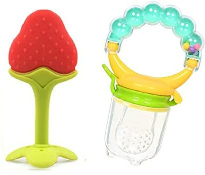 smilykid Silicone fruit teether and food feeder for babies(multicolour)(pack of 2)combo Teether and Feeder(Multicolor)