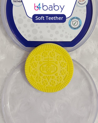 b4baby Soft Oreo Shape Silicone Baby Teether for Newborns Teether(Yellow)