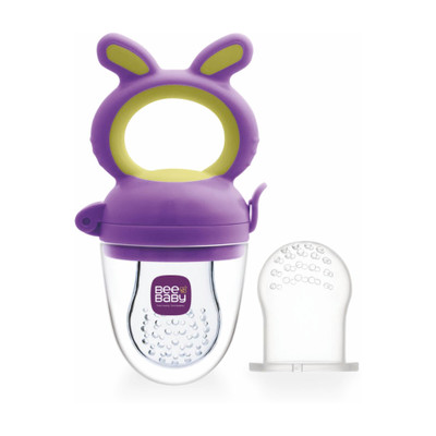Beebaby Chewy Food & Fruit Silicone Nibbler with Extra Silicone Mesh. 3M+ Teether and Feeder(Violet)