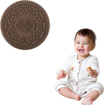 Bubblino Cookie-Inspired Baby Teether – Soft Silicone Teething Relief for Infants Teether(Grey)