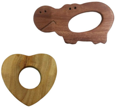 Craft Corner Neem Wooden Teether Combo For Kids First Toy Teether(Brown)