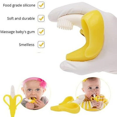 Valuedeal Silicone Teether for Baby | Teether for Baby 6-12 Months |Baby Teether Teether(Yellow)