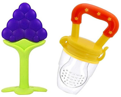 Vadhavan Babies Fruit Feeder and Fruit Shape Silicone Teether8000 Teether and Feeder(LIGHTYELLOW)