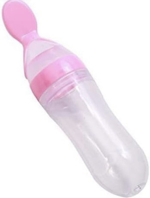 ApparelNation Baby silicone Squeezy Spoon Bottle Solid & Semi Solid Food Feeder Teether and Feeder(Pink)