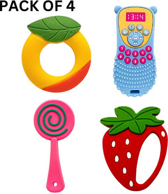 Khodiyar Orange Shape, Strawberry Shape, Candy Shape & Mobile Shape Baby Teether Soother Teether(Multicolor)