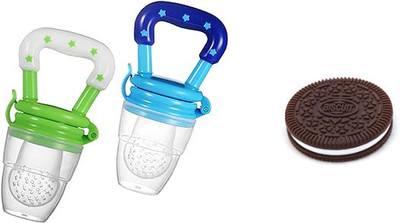Aabhir Traders Silicone Biscuit Oreo Shape Teether And Fruit Nibbler Baby -kids care Soother Teether(Multicolor)