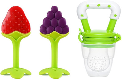 SuperDaze 1 Fruit Nibbler & 2pcs Fruit shape Silicone Teether Teether(Multicolor)