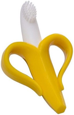 SuperDaze Banana Tooth Brush | BPA-Free Silicone Baby Brush Teether(Multicolor)