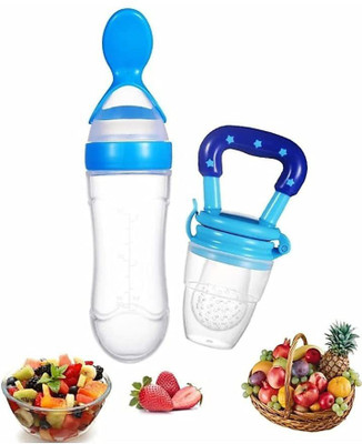 Baby Hashtag Combo of Food Feeder & Baby Fruit Nibbler 3 -24 M Baby - silicone (Blue) Teether and Feeder(Blue)