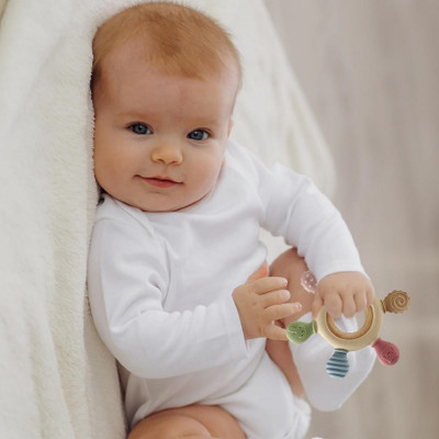 HM EVOTEL Baby 2 in 1 Teething Toy Silicone Neem Wood Teether Chewing Mouthing Sensory Teether(Multicolor)