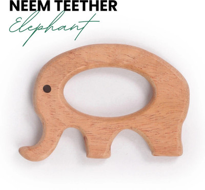 opatoys Wooden Elephant Neem Teether(Wooden color)