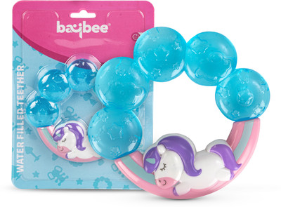 baybee Unicorn Natural Water Filled Silicone Teether for Babies to Soothe Their Gums Teether(Blue)