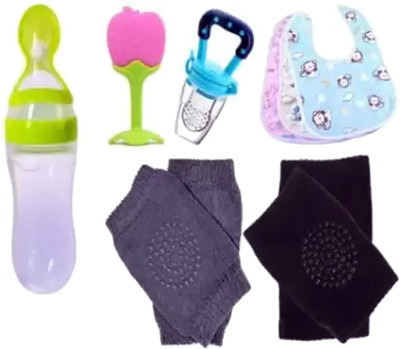 RK Brands Combo of 6 Items Teether and Feeder(Blue)
