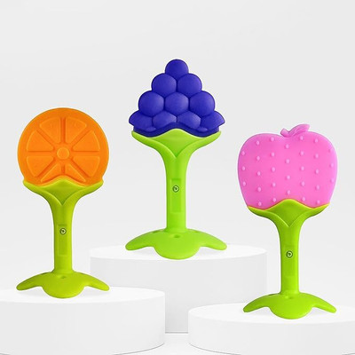 Vadhavan Fruits Shaped Teether Soother for New Born Baby 05 Teether(Orange)