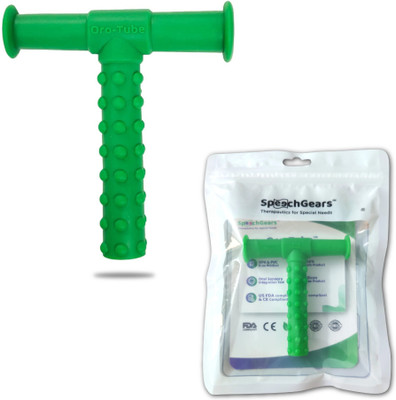 SpeechGears Oro-Tube Green Dotted A chewing tube for Speech Feeding and Sensory Integration Teether(Green)