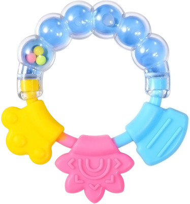 K3NTERPRISES Baby Rattles Teether Toys, Grasping Toy Sensory Teether(Blue)