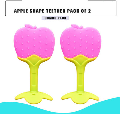 smilykid Multitextured Teether Apple Shape with case of Soft Silicone BPA free Teether 2 Teether(Pink)
