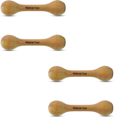 Natural.Toys Wooden Teether Dumbler Baby Chusni Sacker Soother Rattle Nibbler for Baby 4-PC Teether(Brown)