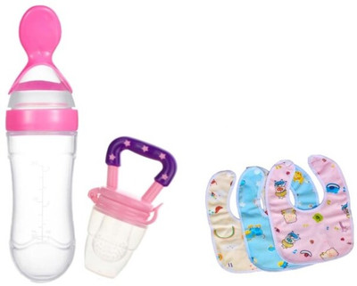 KALRA MAGIC 2 Pieces Combo Set For Your New Born Babies Combo 11 Teether and Feeder(Pink)