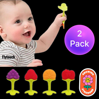 AirSoft 2 Pcs Baby Teether Fruit Shape Food Nibbler/Feeder/Silicon Dental Care Teether Teether(Multicolor)