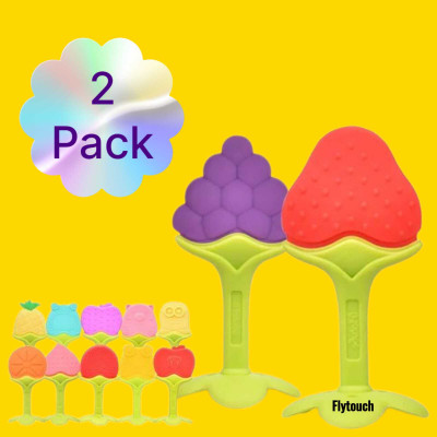FlyTouch 2 Pc Good Quality Silicone Baby Teether Sensory Development Silicone Teether Teether(Multicolor)