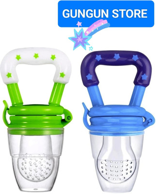 smilykid Pack of 2 Pcs Silicon Baby Fresh Fruit Feeder Nibbler Pacifier|BPA Free|Massging Teether and Feeder(BLUE & GREEN COLOUR)