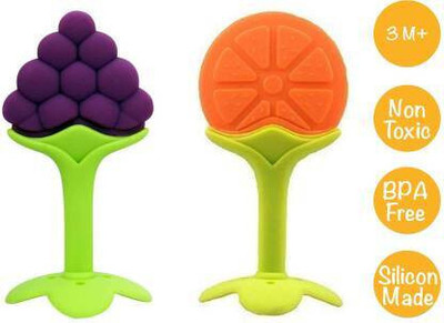 K3NTERPRISES Baby Fruit Shape Silicone Teethers FDA-Approved Soft Silicone, BPA-Free Infants Teether and Feeder(Red)