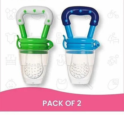 SIPRO Silicone Food/Fruit Nibbler, Soft Pacifier & Feeder (Joystar Green & Blue)) Feeder(Green, Blue)