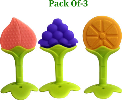 K3NTERPRISES Fruit Shape Silicone Teethers Soft Stick Chews Nibbler for Baby Dental Care Teether(Peach Blue Orange)