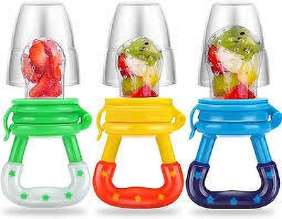 Claoberry 3Pack : Fruit feeder for Baby , Silicone - BPA Free - Fruit Nibbler Feeder(Multicolor)