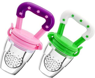 Stakipo Food/Fruit Nibbler with Extra Mesh, Soft Pacifier/Feeder, Teether For Baby Feeder(Pink, Green)