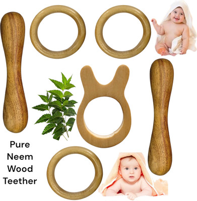 Shreeja Shilpcraft Natural Neem Wood Teether for your baby's soothing Antibacterial Teether(Brown)