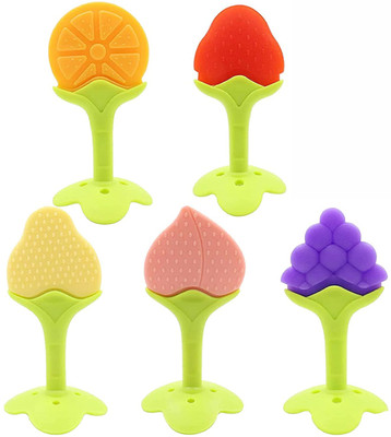 MOM'S PRIDE Baby Teething Toys - Silicone BPA Free Organic Freezer Safe Teethers for Newborn Teether(Multicolor)