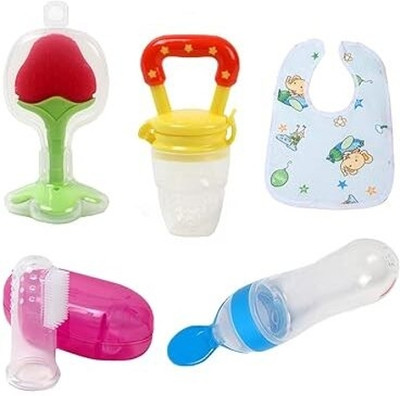 Chicbunny 5 Pieces Combo Set For Your New Born Babies teether feeder03 Teether and Feeder(Multicolor)