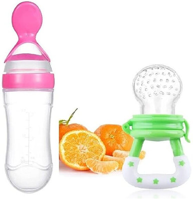 smilykid Baby Squeezy Food Grade Silicone Bottle Feeder for Baby Feeding Teether_02 Teether and Feeder(Multicolor)